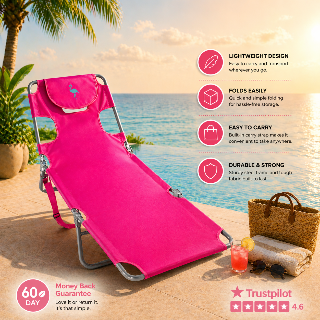 Golden Days Co. Portable Sunbathing Chair