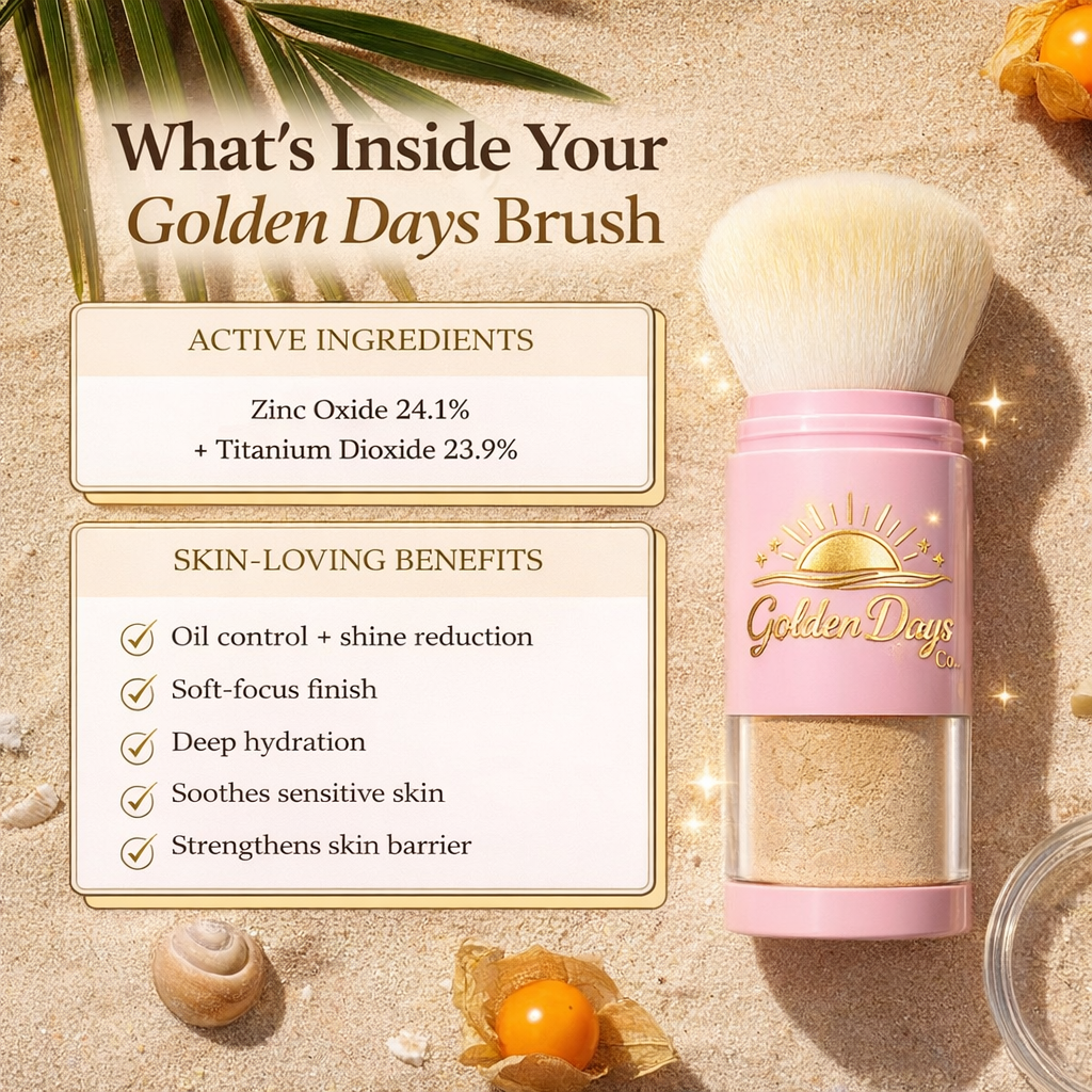Golden Days SPF 50+ Mineral Powder Sunscreen Brush